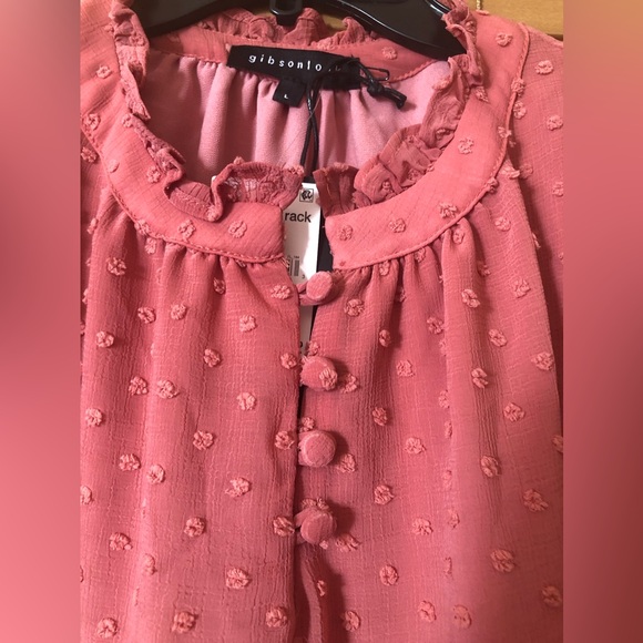 GIBSONLOOK NWT SALMON COLOR BLOUSE WITH LINING , SHORT SLEEVES SIZE LARGE - Picture 3 of 7